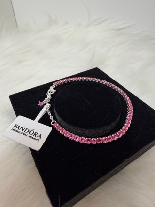 Pulsera Pandora Brillante Rosa Plata