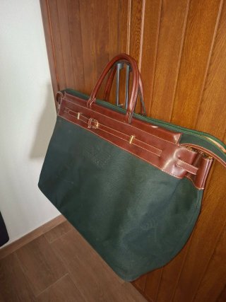 Bolsa de viaje grande marrón y verde