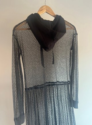 Techno Vestido de malla Negro con Capucha