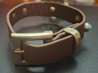 Pulsera cuero mujer adornos turquesa