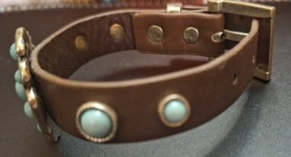 Pulsera cuero mujer adornos turquesa