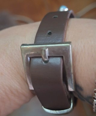 Pulsera cuero mujer adornos turquesa
