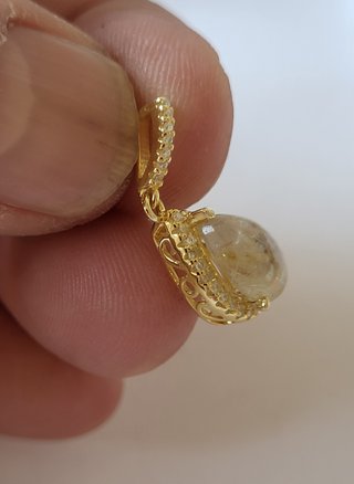 Colgante Plata 925 Cuarzo Rutilado Baño de Oro 18K