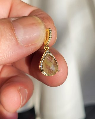 Colgante Plata 925 Cuarzo Rutilado Baño de Oro 18K