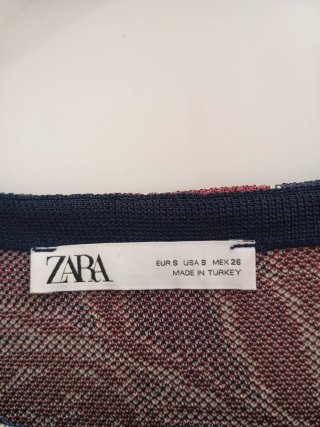 Vestido Zara floral azul y rojo