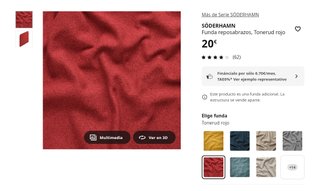Fodera per bracciolo SÖDERHAMN Tonerud Rosso