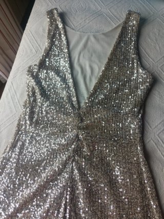 Vestido de fiesta lentejuelas,espalda descubierta