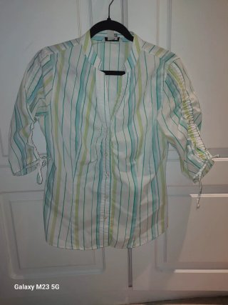 Blusa Zara Rayas Verdes Talla M