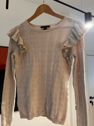 Jersey Ann Taylor XS beige punto volantes
