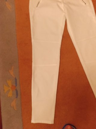 Pantalón blanco Zara T.38 cremalleras