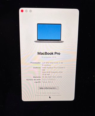 MacBook Pro 16 2019 16GB 500GB Argento