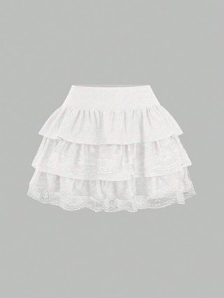 Falda Bershka blanca volantes