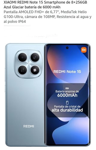 Xiaomi Redmi Note 15 8+256GB Azul Glaciar