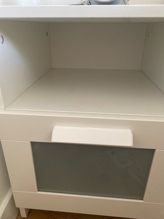 Mesita de noche Ikea blanca y azul