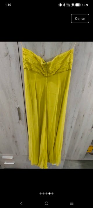 Vestido largo amarillo lima seda