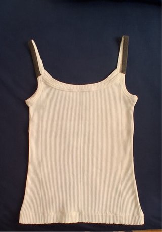 Camiseta blanca de tirantes acanalada