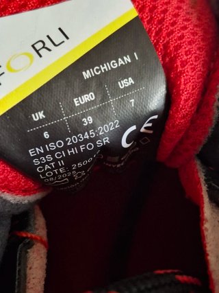 Zapatillas de Seguridad ORLI Negras y Rojas