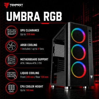 Torre PC Tempest Airflow Umbra RGB Negra