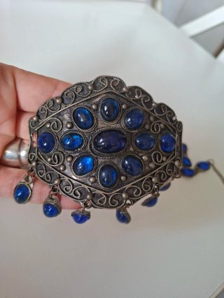 Hebilla pelo antigua con piedras azules
