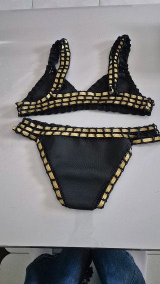 Bikini uncinetto nero e oro tg S