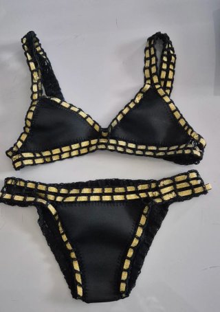 Bikini uncinetto nero e oro tg S