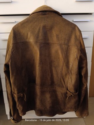 Cazadora Piel Marrón Massimo Dutti Hombre