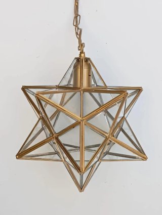Farolillo Estrella Granada Cristal Metal Dorado