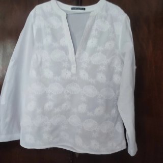 Camisa Cashew Flowr bordada blanca Talla XL