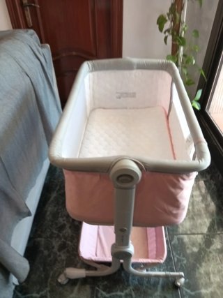 Cuna colecho gris y rosa