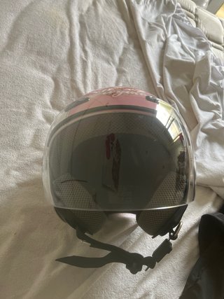 Casco Jet Rosa y Blanco