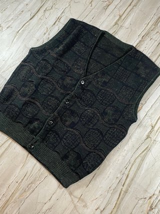 Chaleco Vintage Negro y Verde
