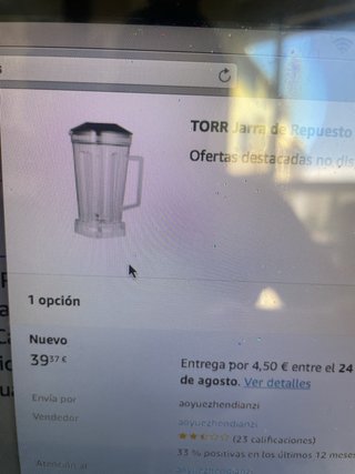 Vaso/ batidora de plastico resist marca Torr nueva