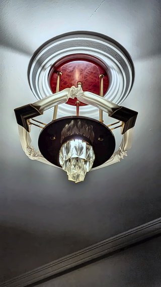 Lámpara Techo Retro Prismas Cristal Metal Roja