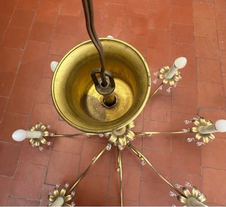 lampara de techo 8 luces con lagrimas de cristal
