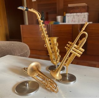 Set 3 Miniaturas Instrumentos Musicales Dorados