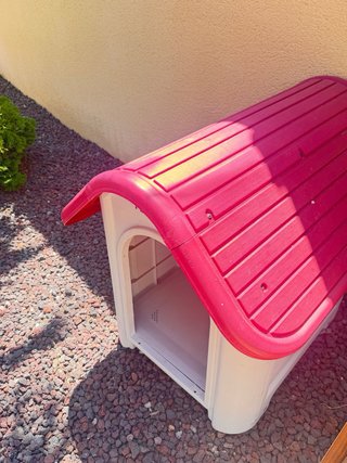 Caseta para perro gris  y roja