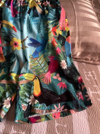 Conjunto seda y algodón estampado tropical