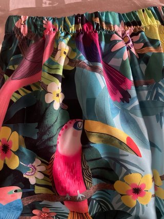 Conjunto seda y algodón estampado tropical