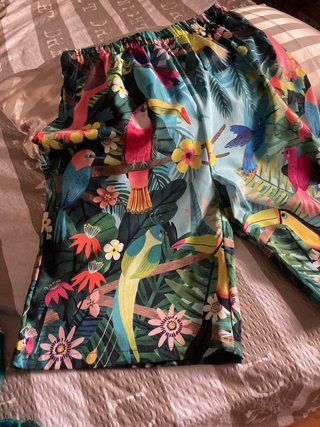 Conjunto seda y algodón estampado tropical