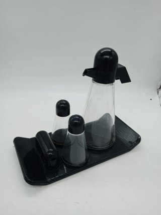 Set Biesse Vintage Condimenti Vetro Plastica