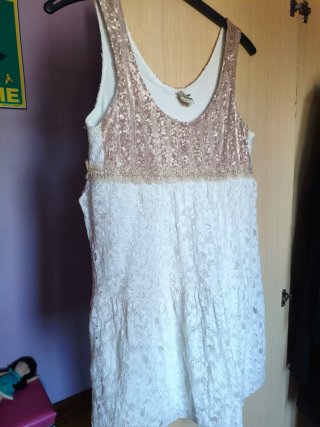 Vestido Nekane T. S/M Rosa y Blanco