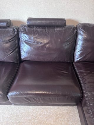 Sofá Chaise Longue Piel Marrón