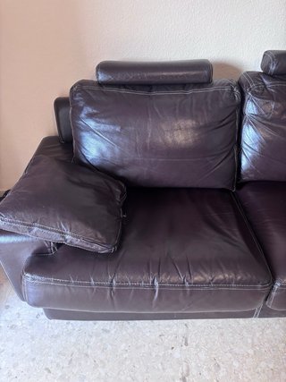 Sofá Chaise Longue Piel Marrón
