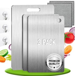 Set 3 Taglieri Acciaio Inox e Titanio Nuovi