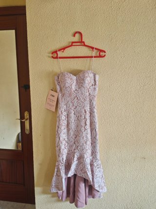 Vestido fiesta rosa encaje