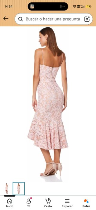 Vestido fiesta rosa encaje