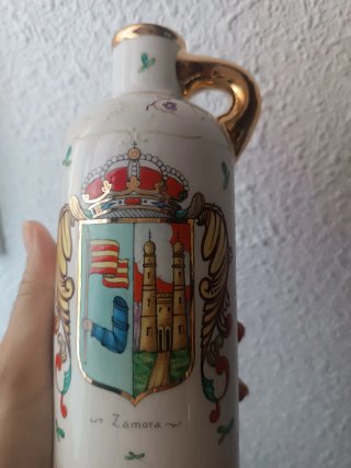 Botella Anís Escudo Zamora Porcelana Pintada mano