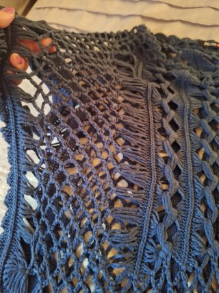 Jersey calado azul con flecos talla única