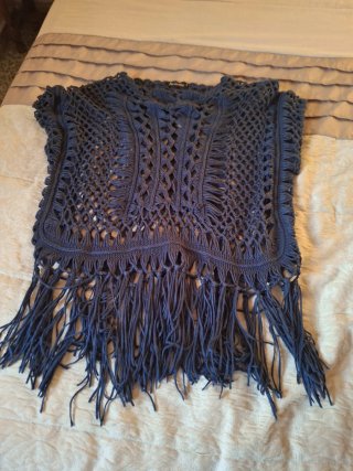 Jersey calado azul con flecos talla única