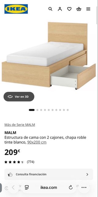 Cama individual 90x200